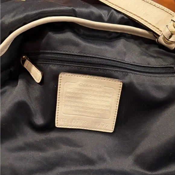 Coach Y2K L0773-11772 Bleeker Denim Signature C Flap Satchel w White Leather GUC - Picture 15 of 16